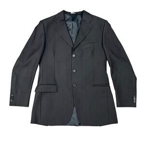 Ermenegildo Zegna Blazer Mens 40 Charcoal Black Wool Pinstripe Suit Jacket